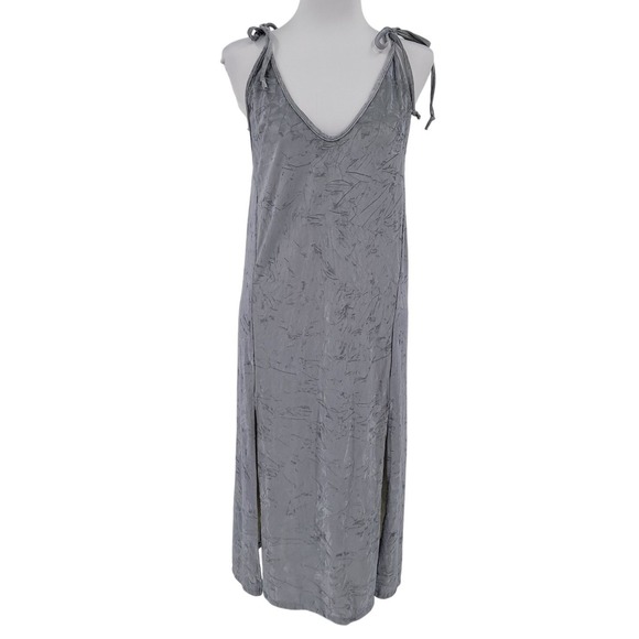 Urban Renewal Dresses & Skirts - Urban Renewal Crushed Velvet Midi Dress Womens Size XS Grey Slit USA Sustainable